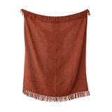Rust Woven Fabric Chenille Waffle Weave Throw