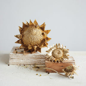 Gold Finish Resin Sunflower