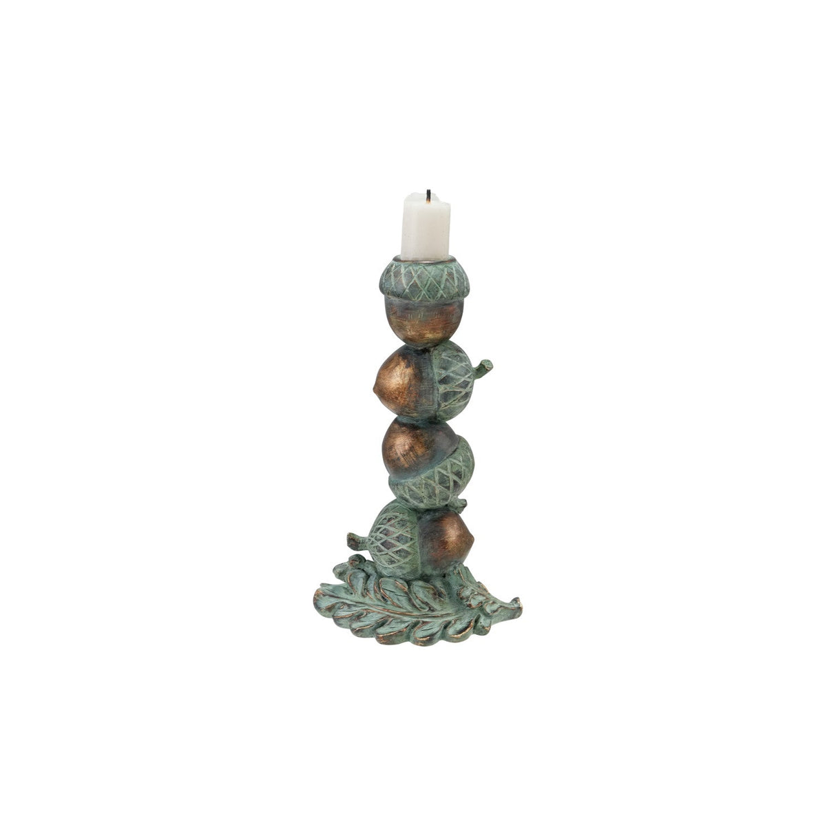 Resin Stacked Acorns Taper Holder