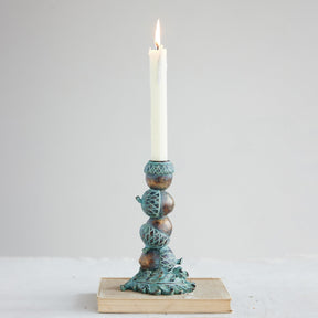 Resin Stacked Acorns Taper Holder