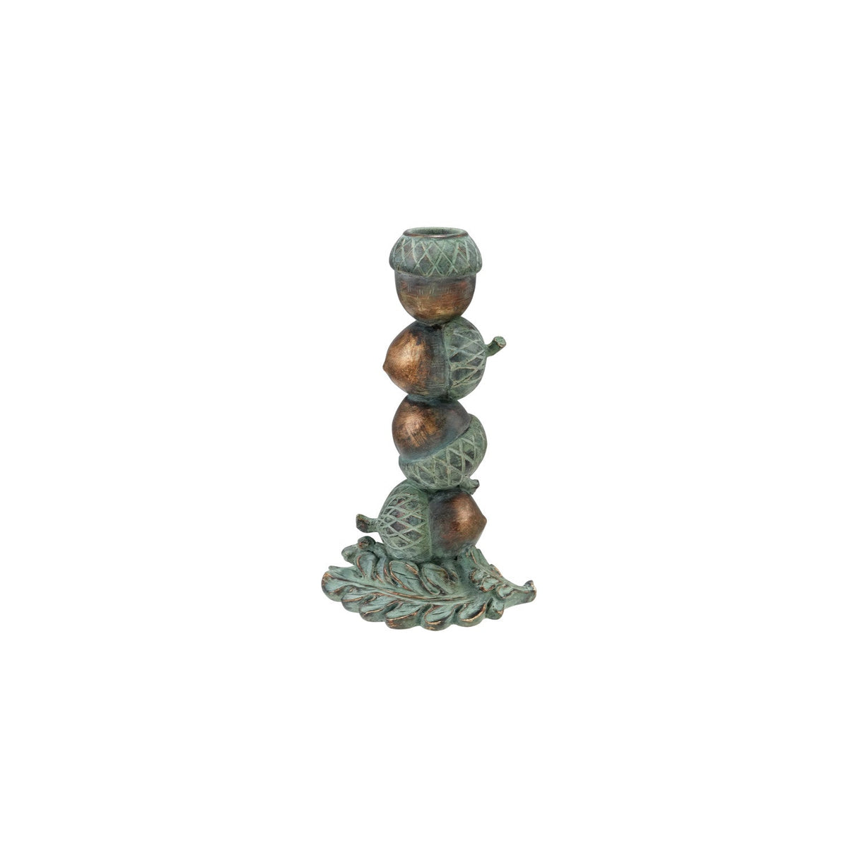 Resin Stacked Acorns Taper Holder
