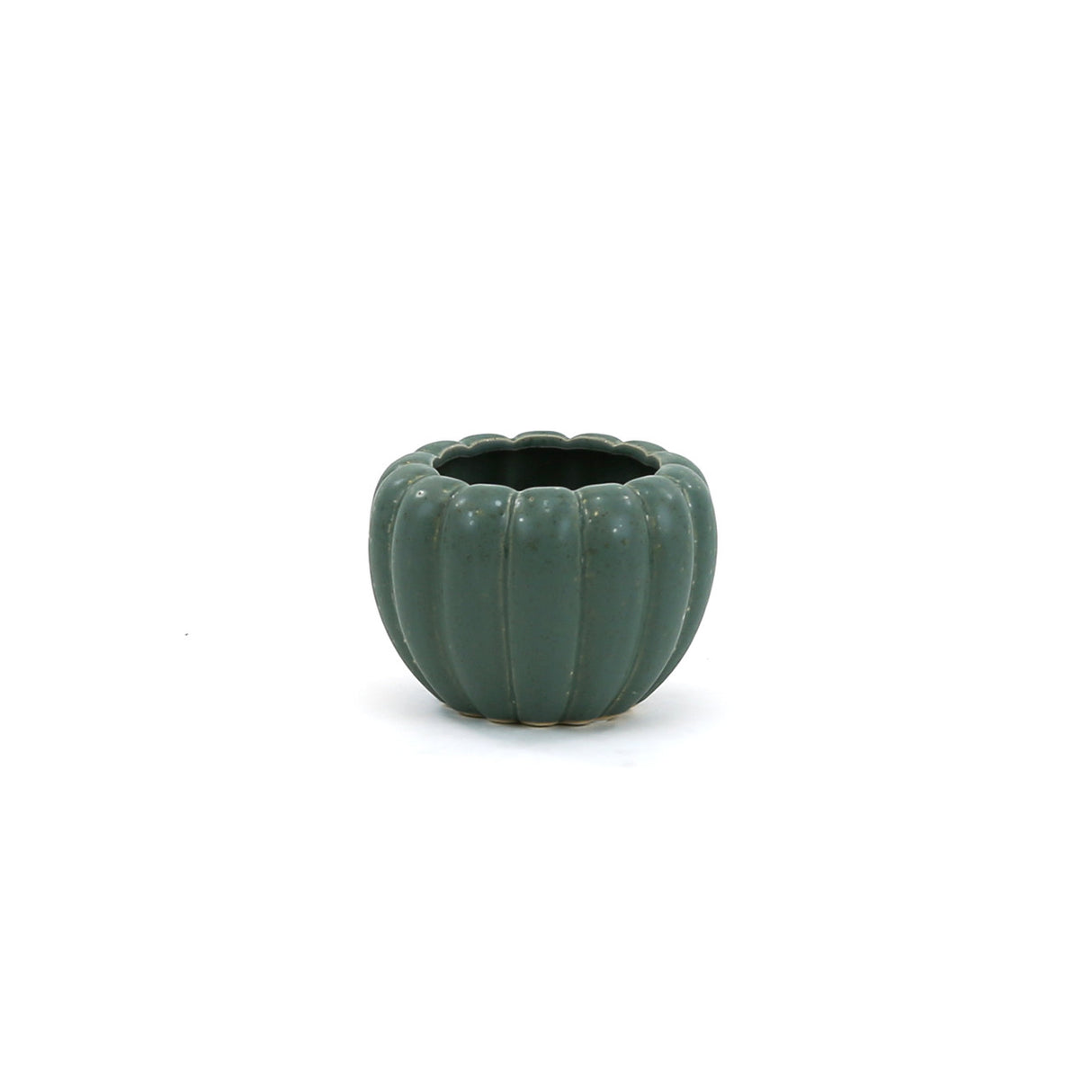 Small Weathered Hunter Green Pumpkin Pot