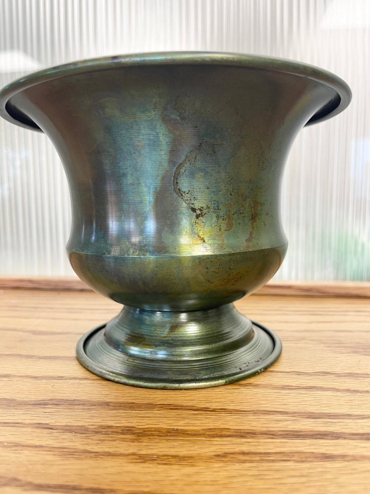 Small Patina Tin Compote Pot
