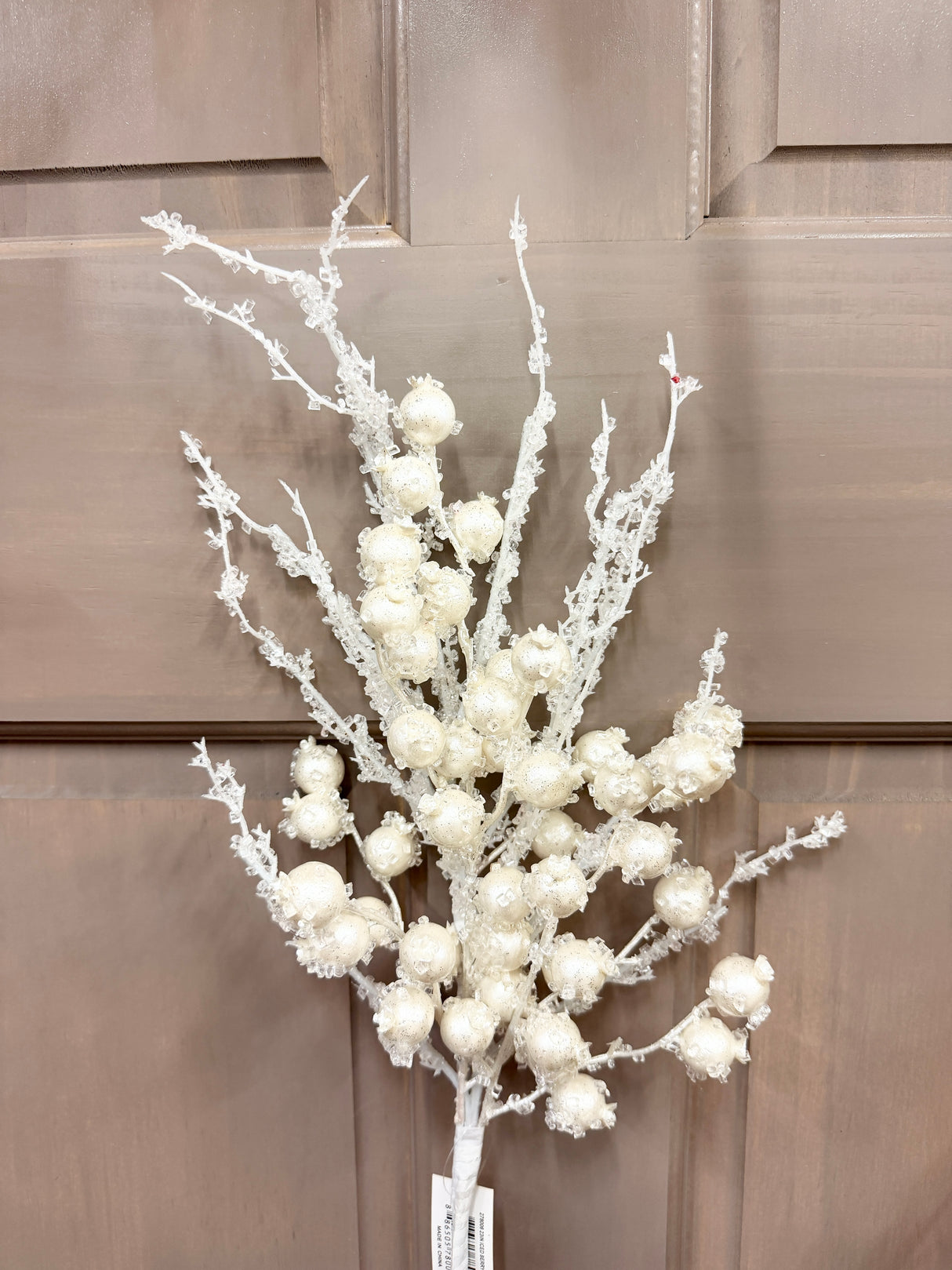 White Iced Berry Twig Spray