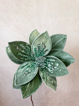 Green Glitter Poinsettia Stem