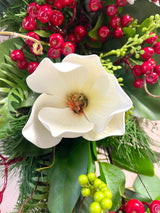 34" Magnolia Christmas Grace Teardrop Swag Design 2