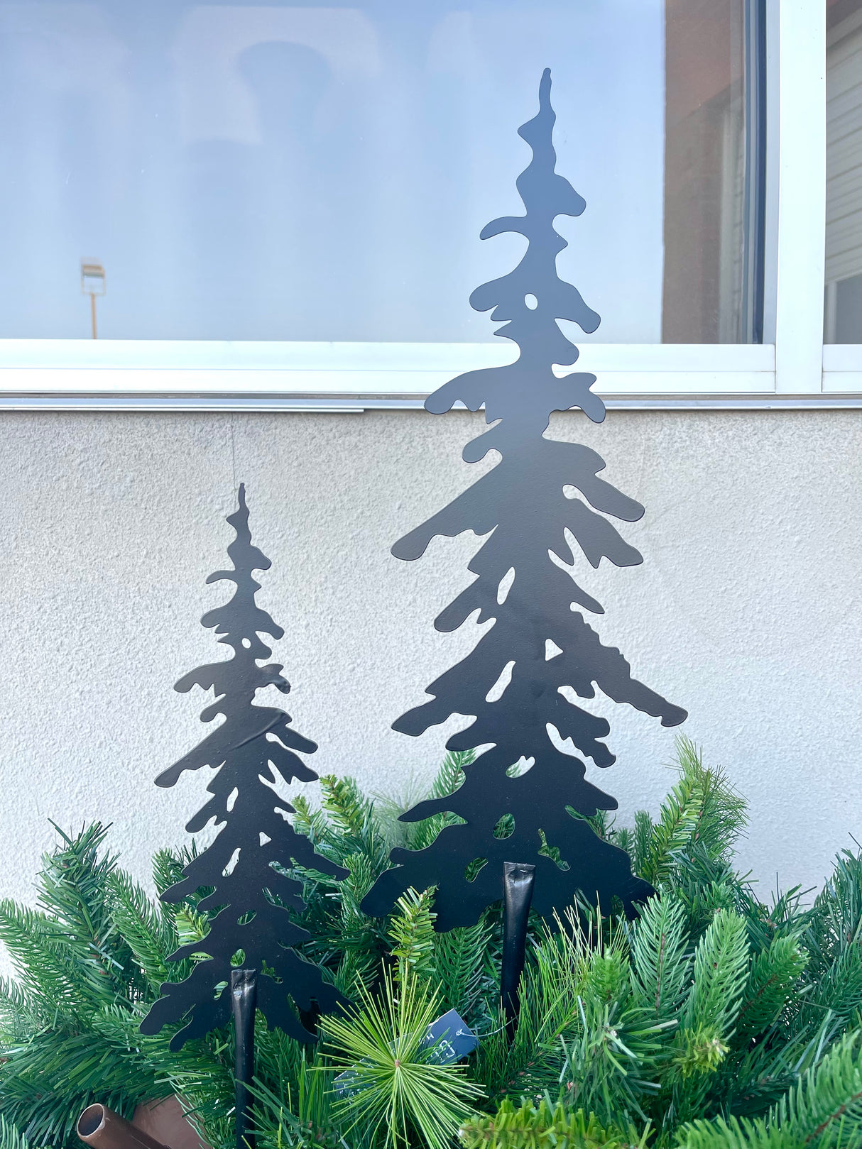 Large Winter Forest Metal Tree Stake