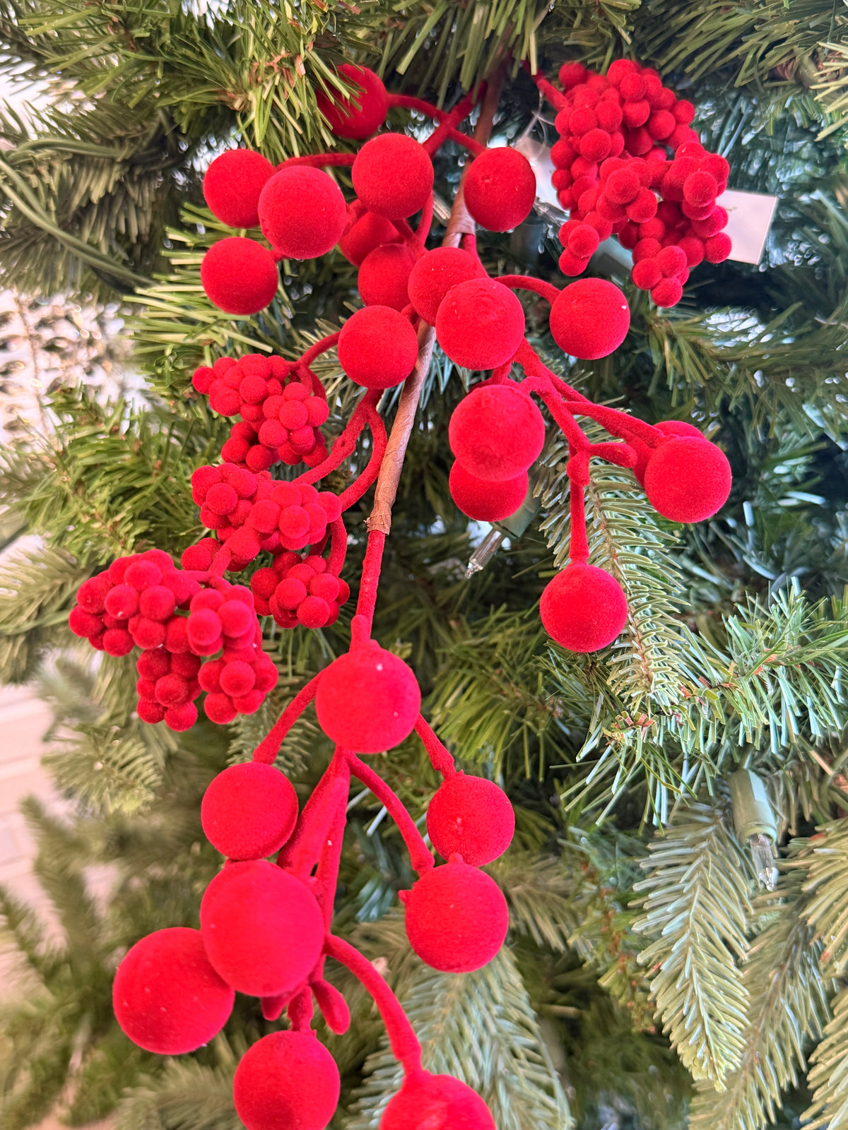 Flocked Red Berry Spray