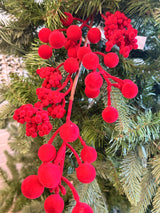 Flocked Red Berry Spray