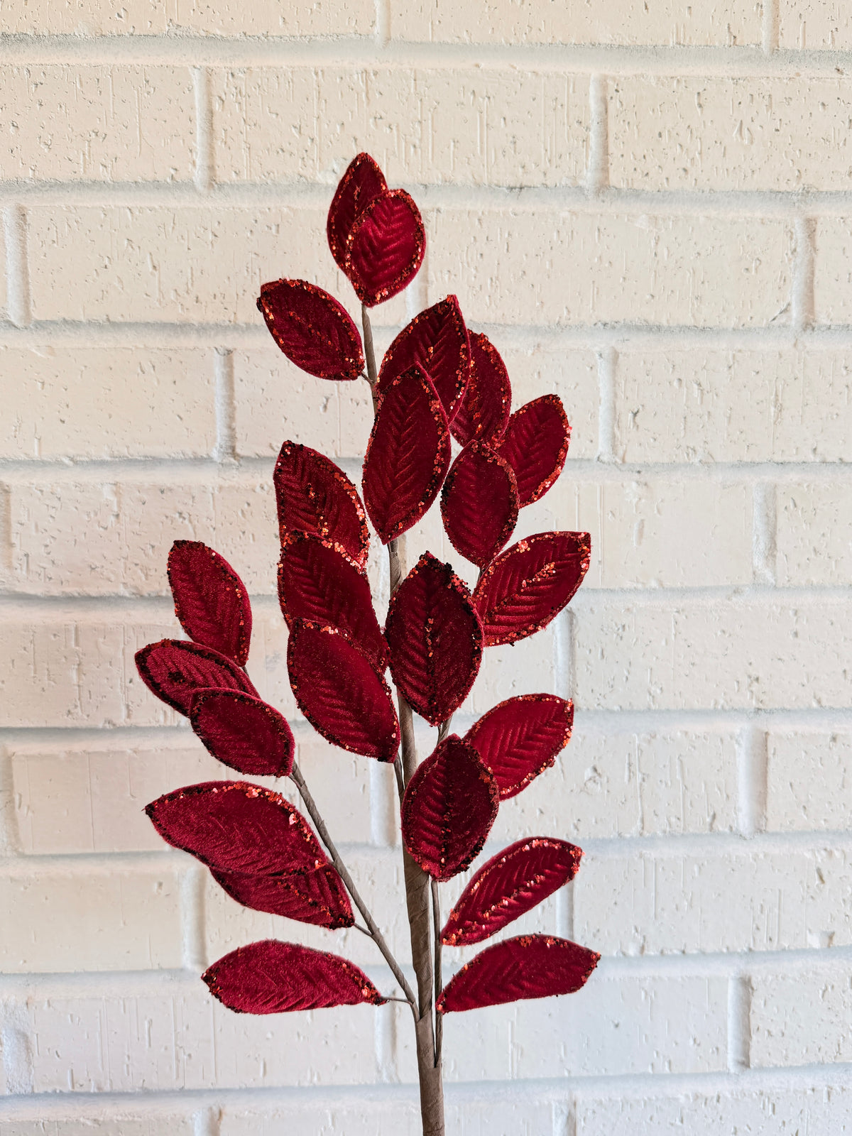 Red Flat Velvet Leaf Spray