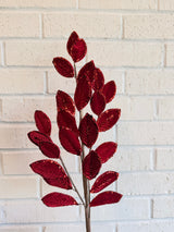 Red Flat Velvet Leaf Spray