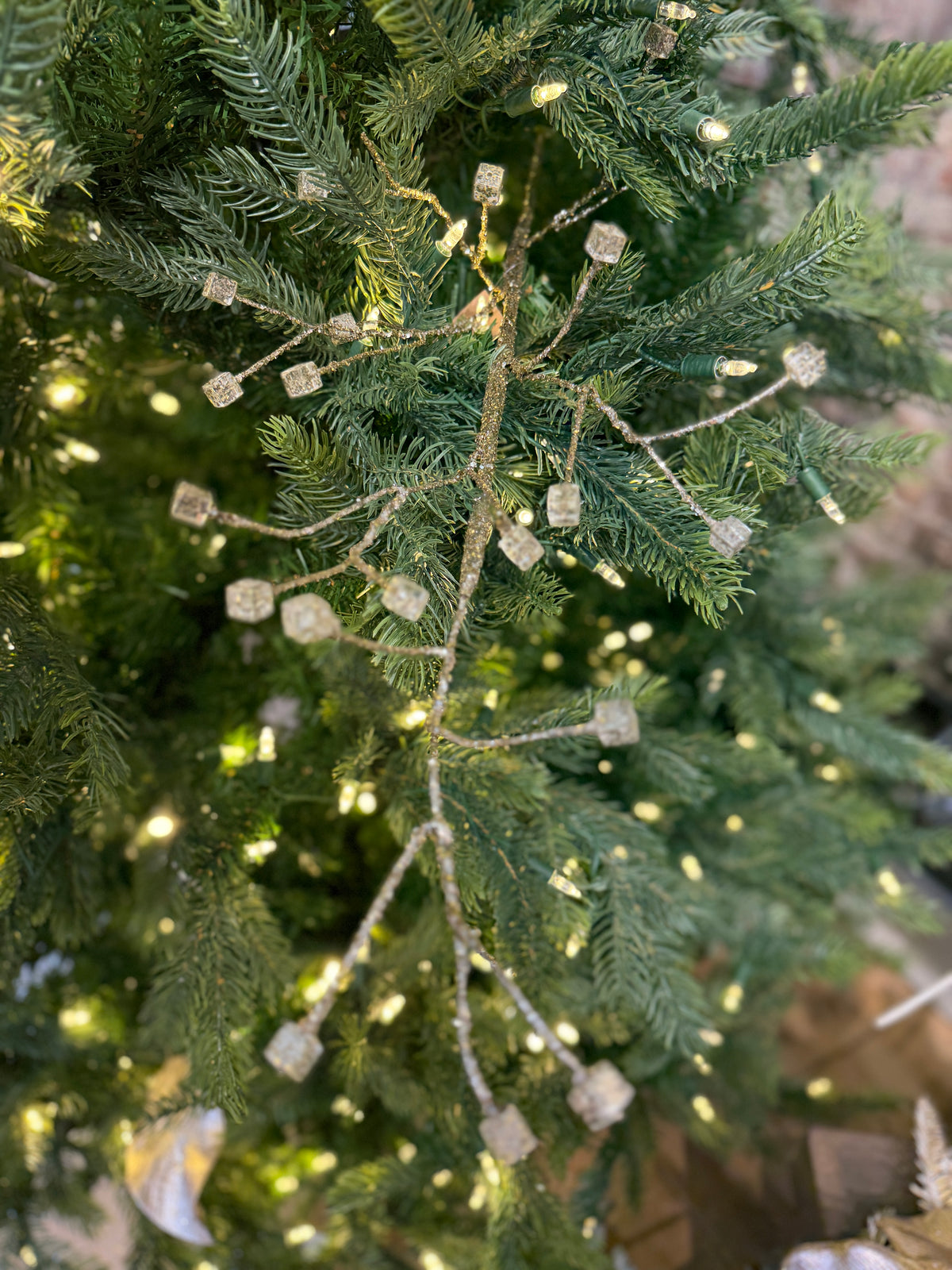 Clear Platinum Glitter Crystal Branch