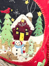 Handmade Snowman & House Pillow