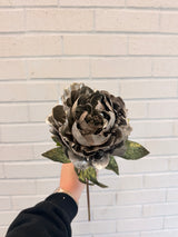 Silver Grey Holiday Peony Spray