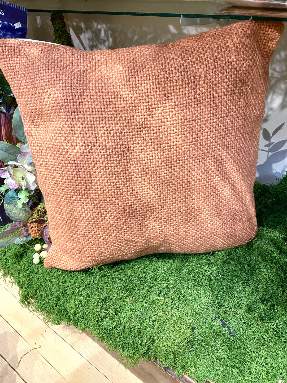 Square Coral Woven Pillow