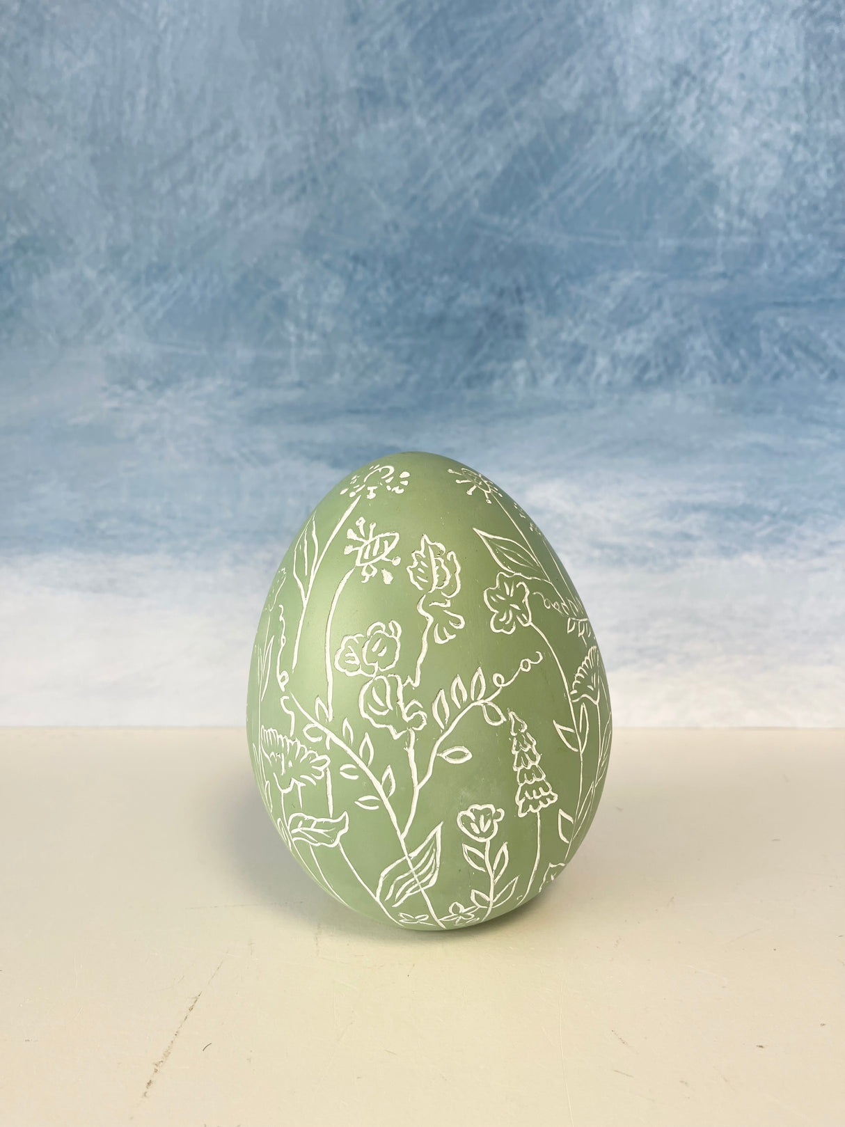 Painted Resin Floral Egg - 2 Sizes
