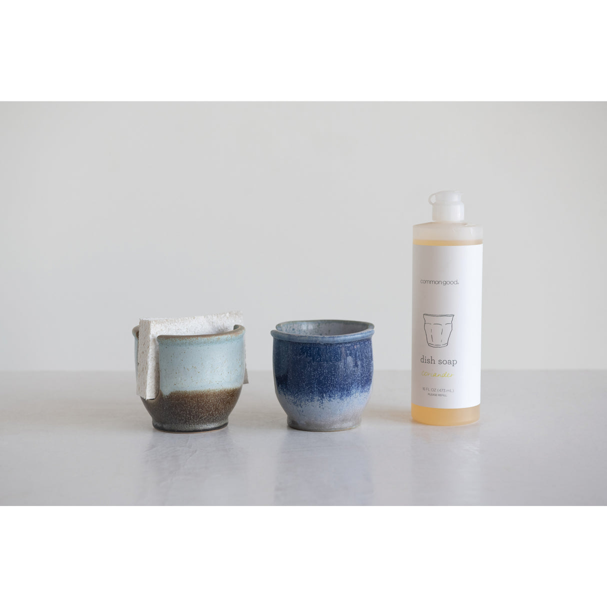 Stoneware Sponge Holder with Glaze - 2 Colors