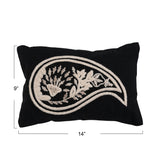 Embroidered Paisley Lumbar Pillow