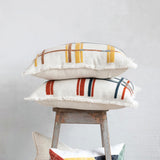 Embroidered Plaid Pillow - 2 Colors