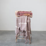 Woven Cotton Slub Throw w/ Grid Pattern