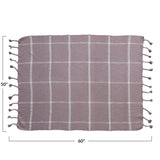 Woven Cotton Slub Throw w/ Grid Pattern