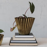 8" Fluted Metal Planter