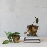 8" Fluted Metal Planter
