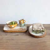 White Enameled Mango Wood Tray