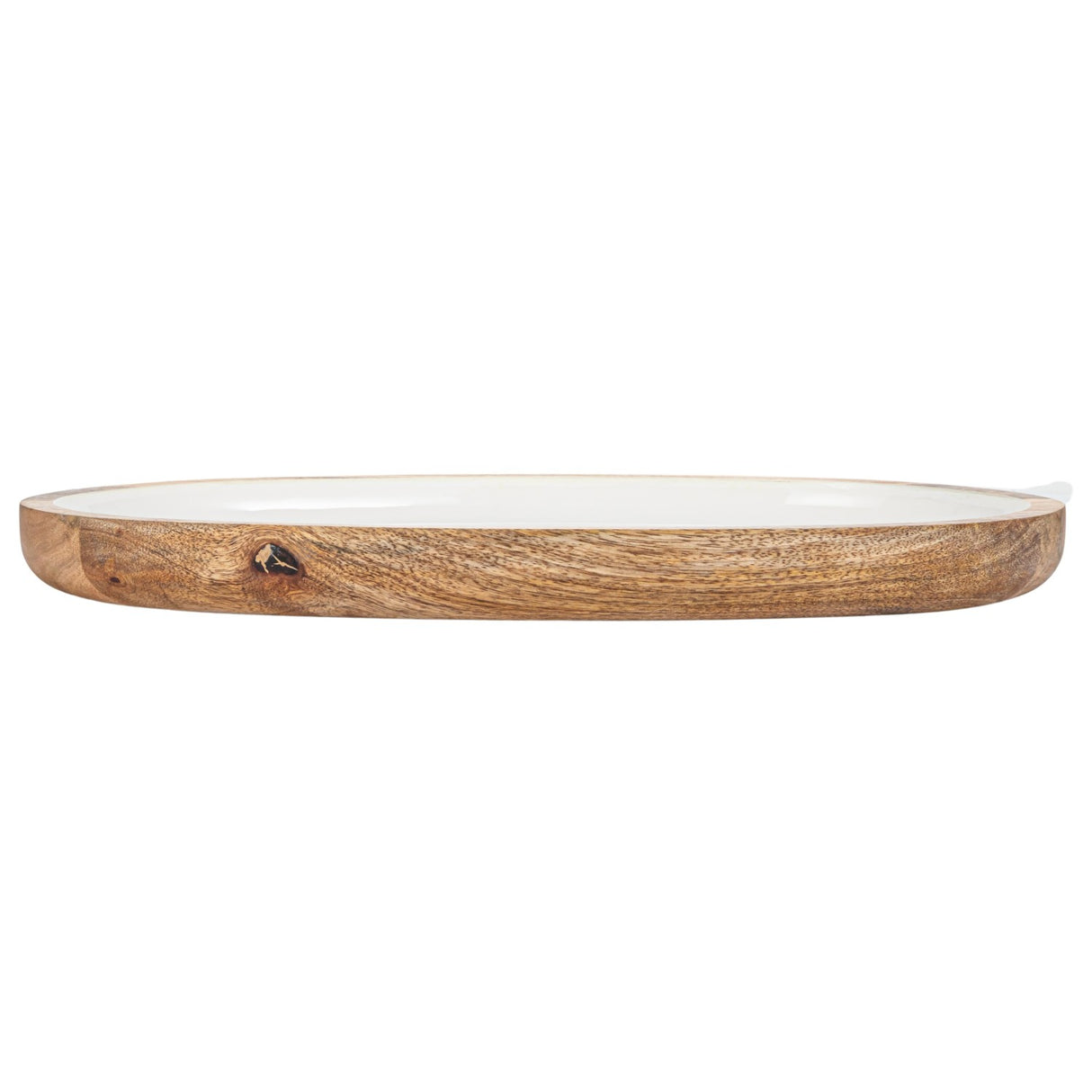 White Enameled Mango Wood Tray
