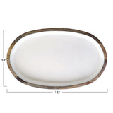 White Enameled Mango Wood Tray