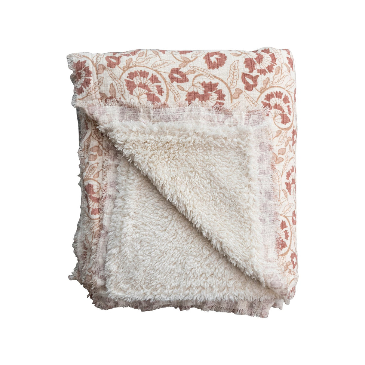 Sherpa Back Printed Cotton Throw