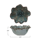 Blue Speckled Stoneware Ruffled Bowl