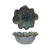 Blue Speckled Stoneware Ruffled Bowl
