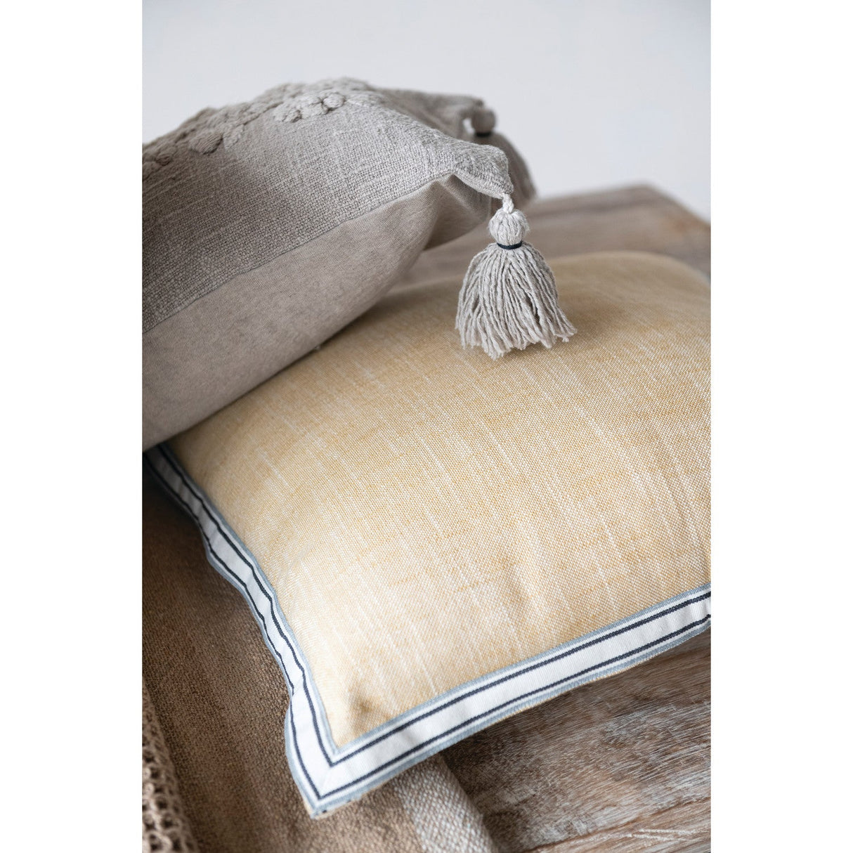 Striped Flange Cotton Pillow