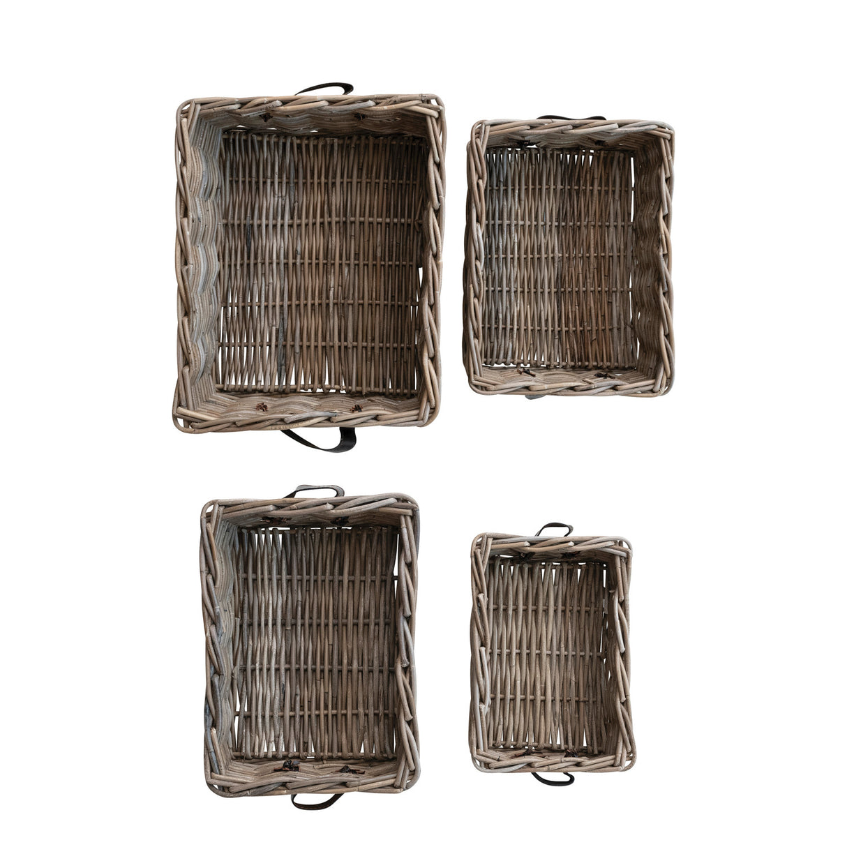 Hand-Woven Rattan Nesting Baskets - 2 Sizes