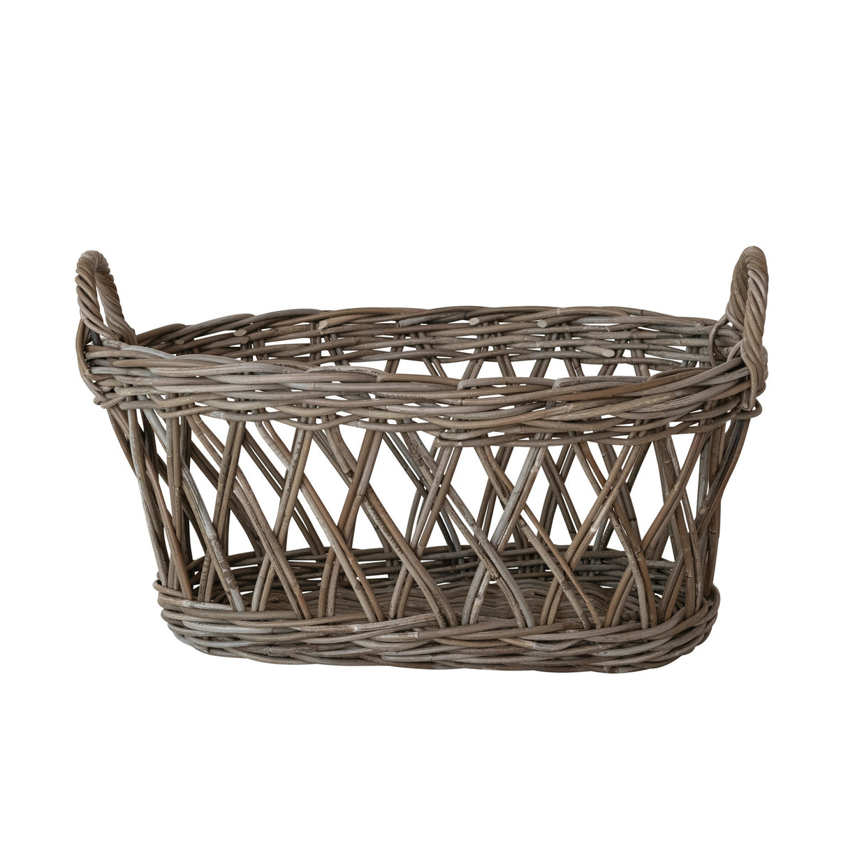 Hand-Woven Rattan Basket with Handles