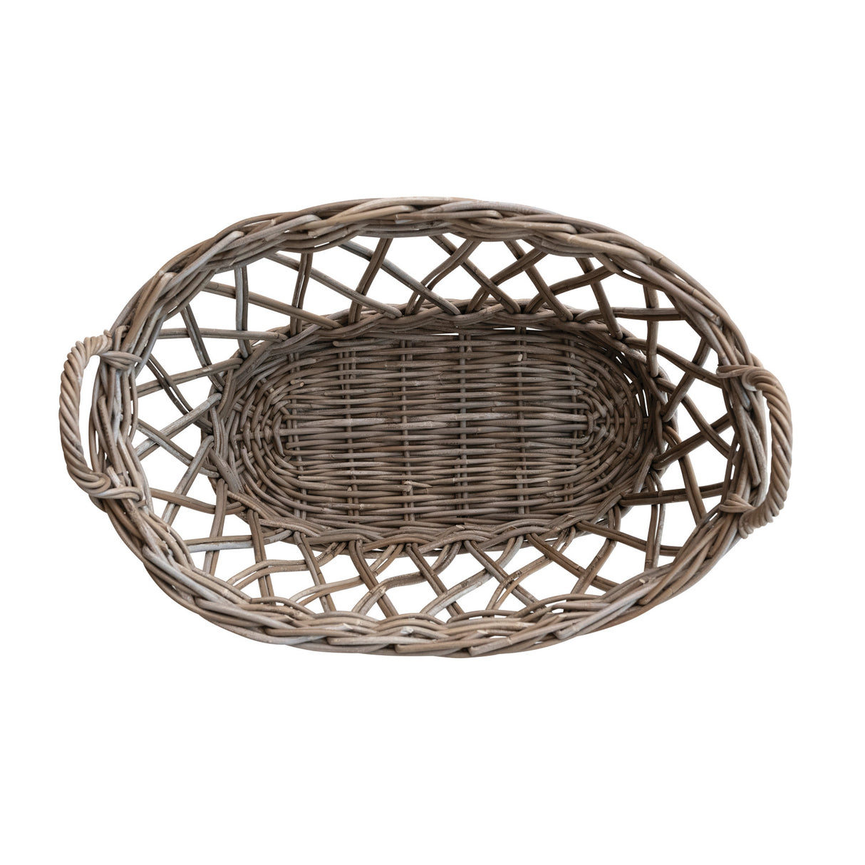 Hand-Woven Rattan Basket with Handles