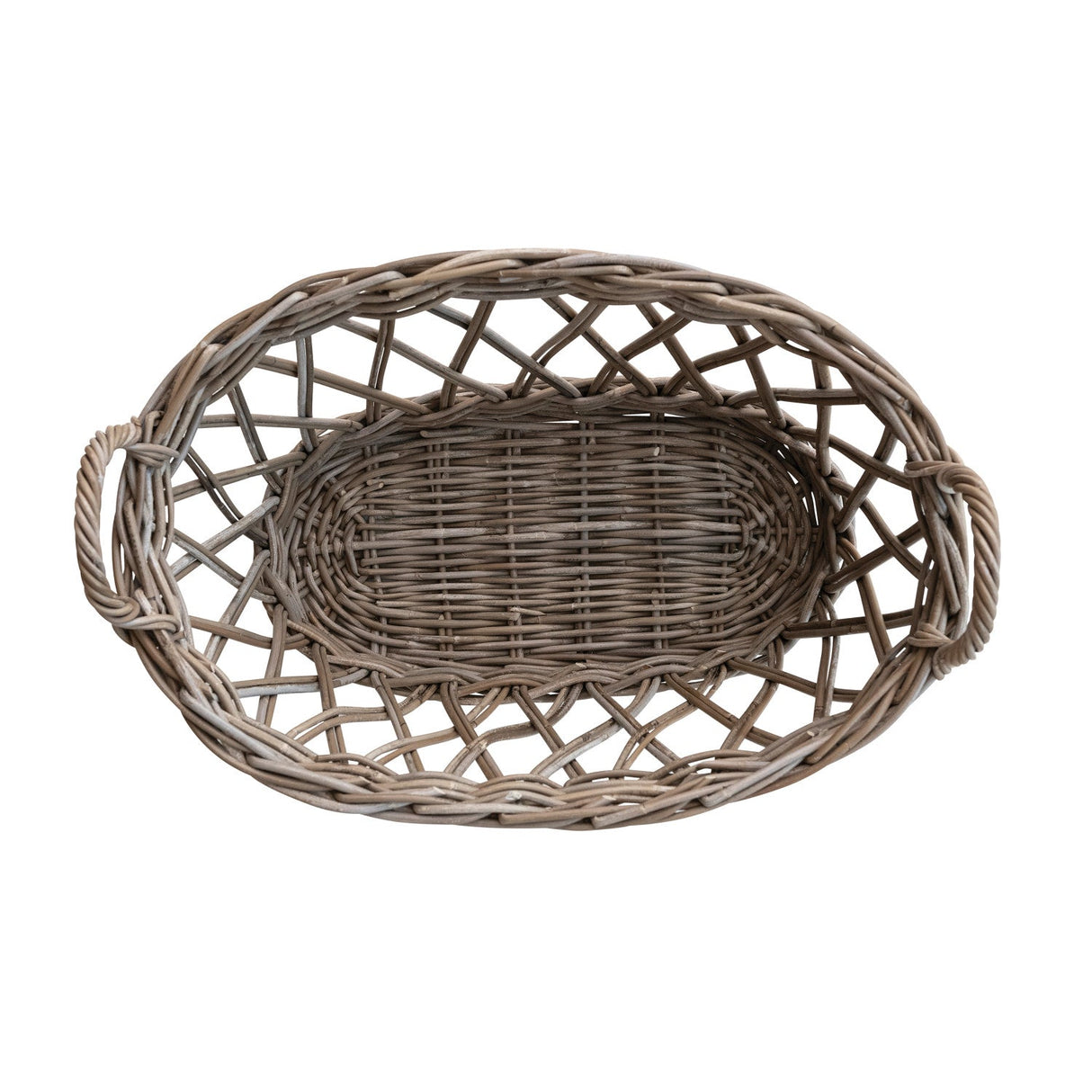 Hand-Woven Rattan Basket with Handles