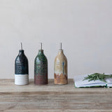 Stoneware Oil Cruet with Spout - 3 Colors