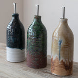 Stoneware Oil Cruet with Spout - 3 Colors