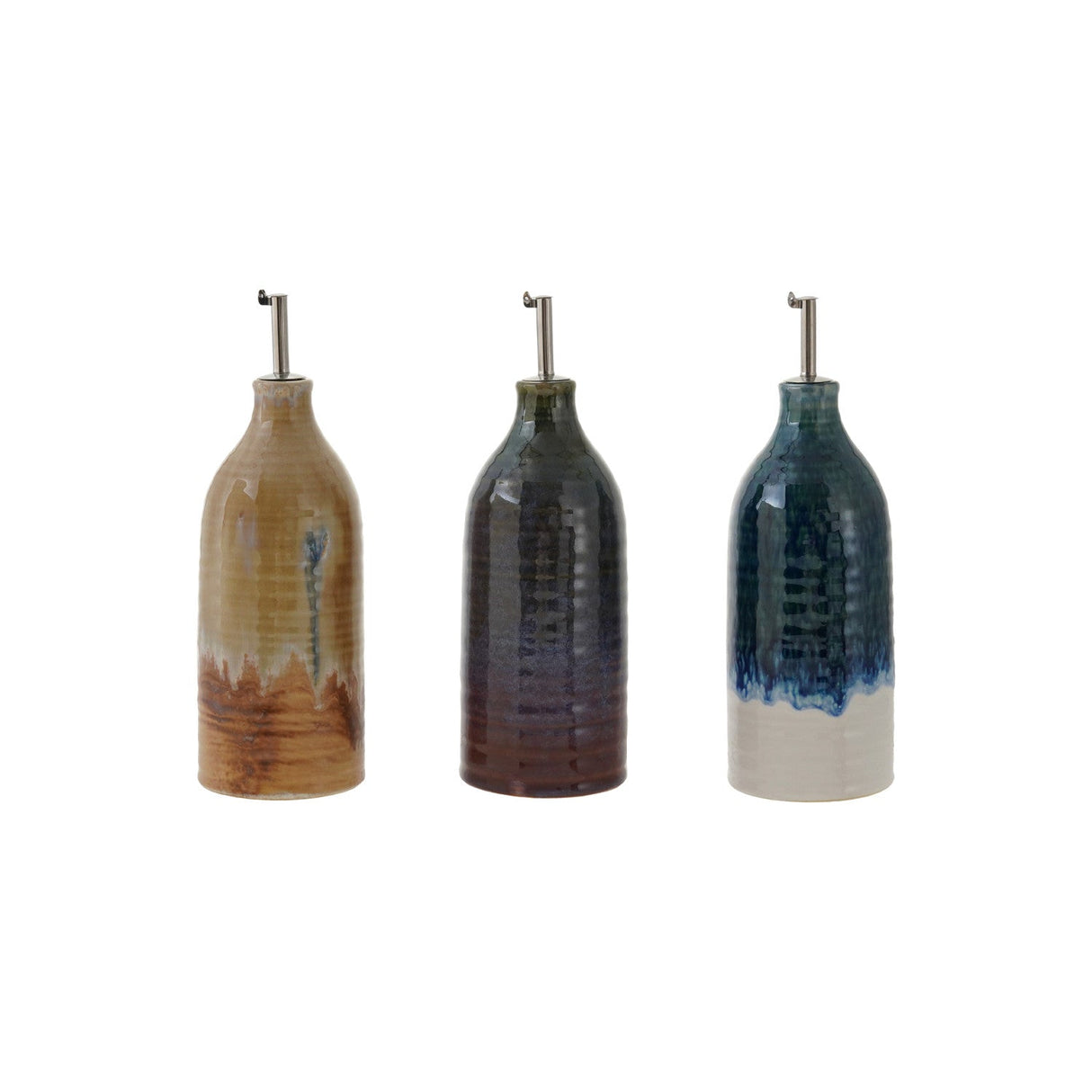 Stoneware Oil Cruet with Spout - 3 Colors
