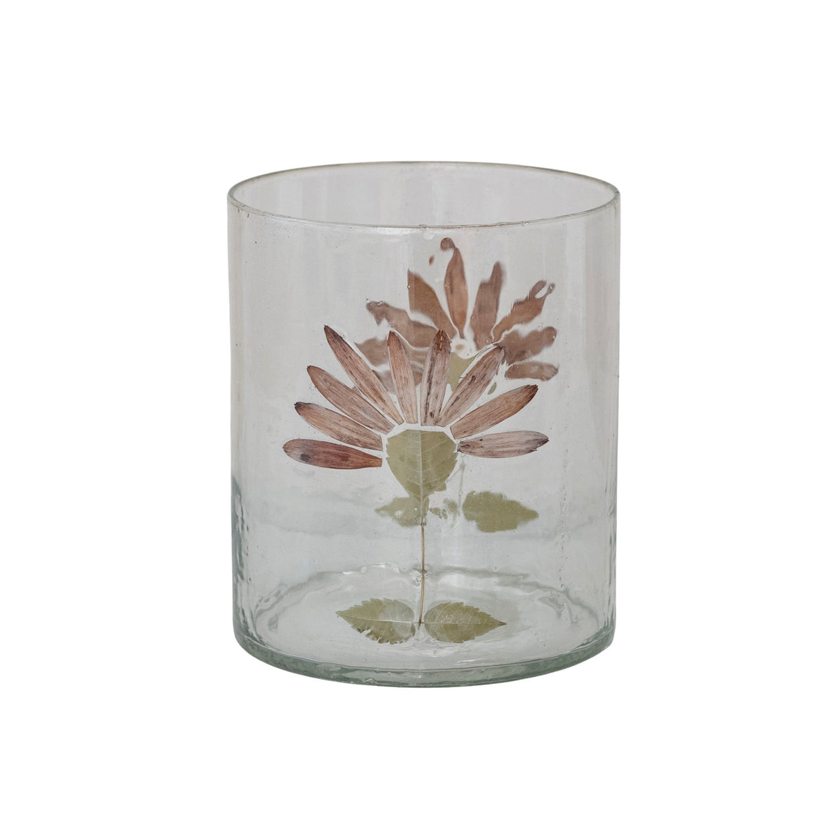 Gerbera Daisy Recycled Glass Candle Holder