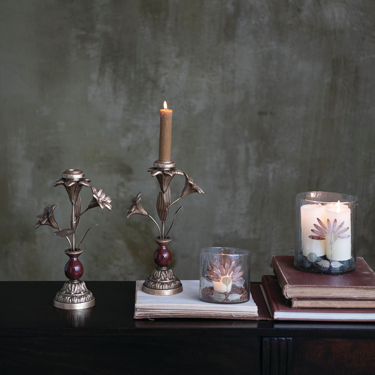 Gerbera Daisy Recycled Glass Candle Holder