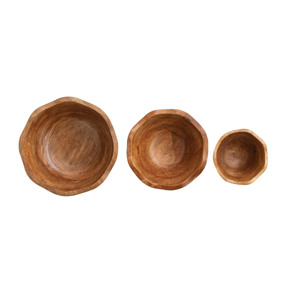 Mango Wood Scalloped Bowls - 3 Sizes