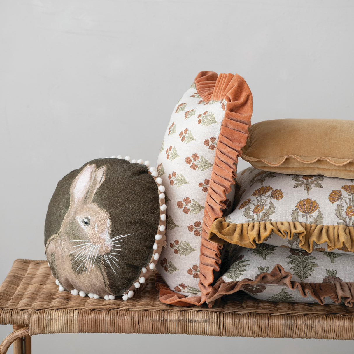 Velvet Ruffle Lumbar Pillow