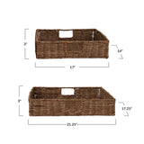 Hand-Woven Rattan Trays with Handles - 2 Sizes