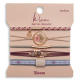 Bloom Maroon & Pink Pressed Flowers Hair Tie Bracelet Set