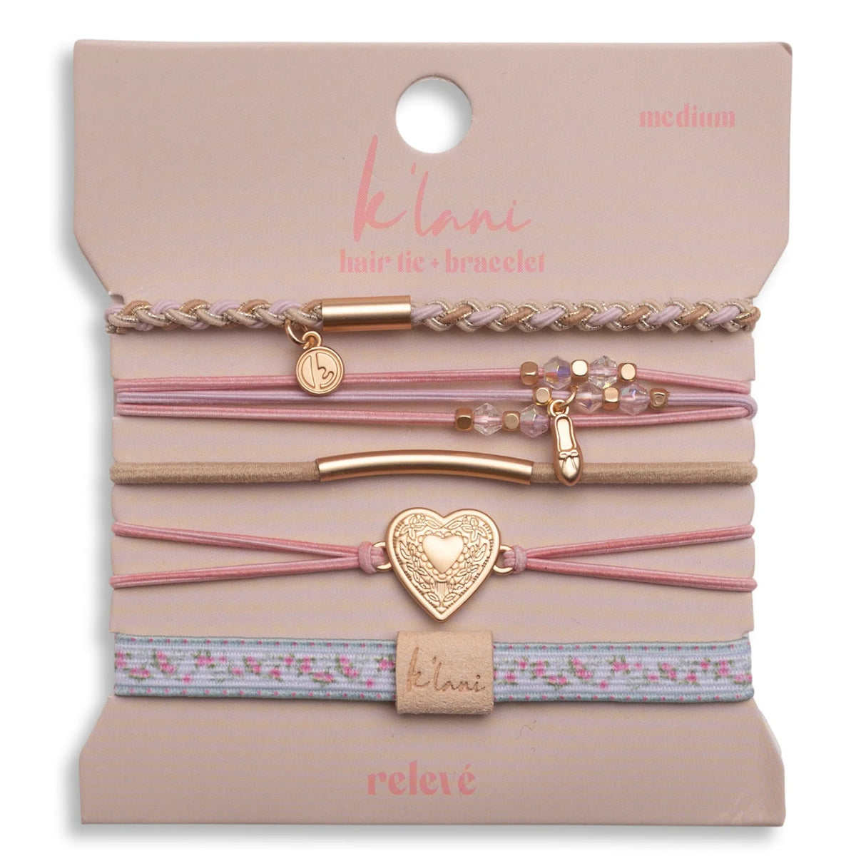 Relevé Pink Floral Hair Tie Bracelet Set