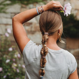 Bloom Maroon & Pink Pressed Flowers Hair Tie Bracelet Set