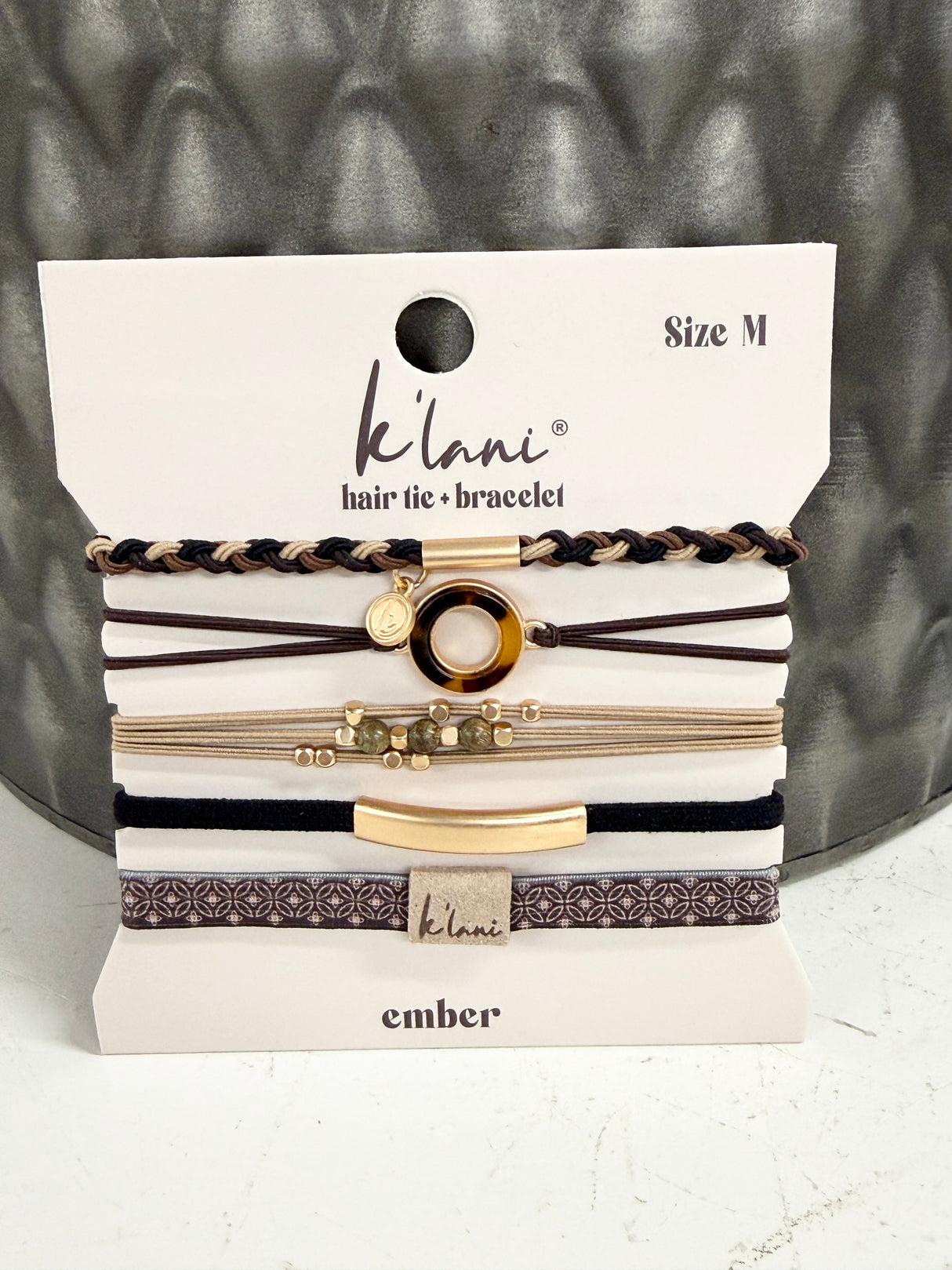 Ember Tortoise Shell Ring Charm Hair Tie Bracelet Set